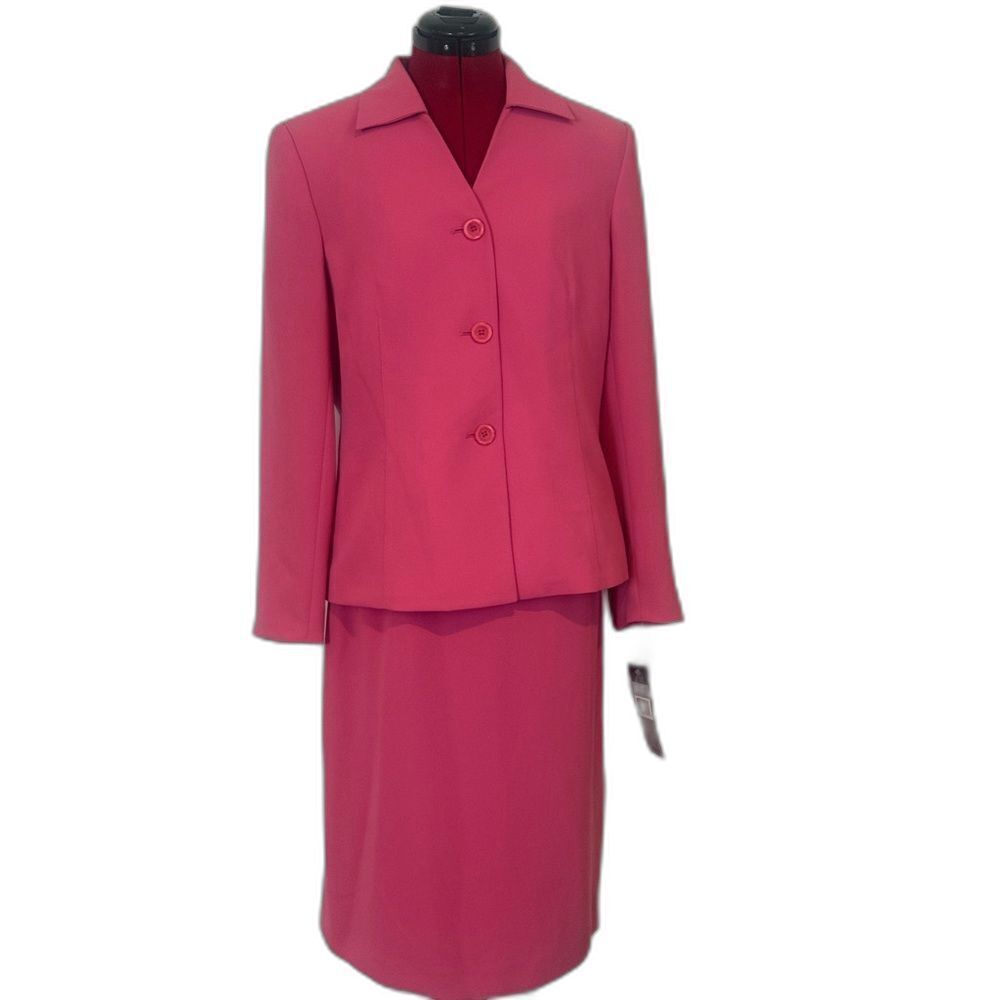NWT Le Suit Skirt Suit Women's Size 8 Pink 2-Piece Set Blazer & Skirt - Picture 1 of 13